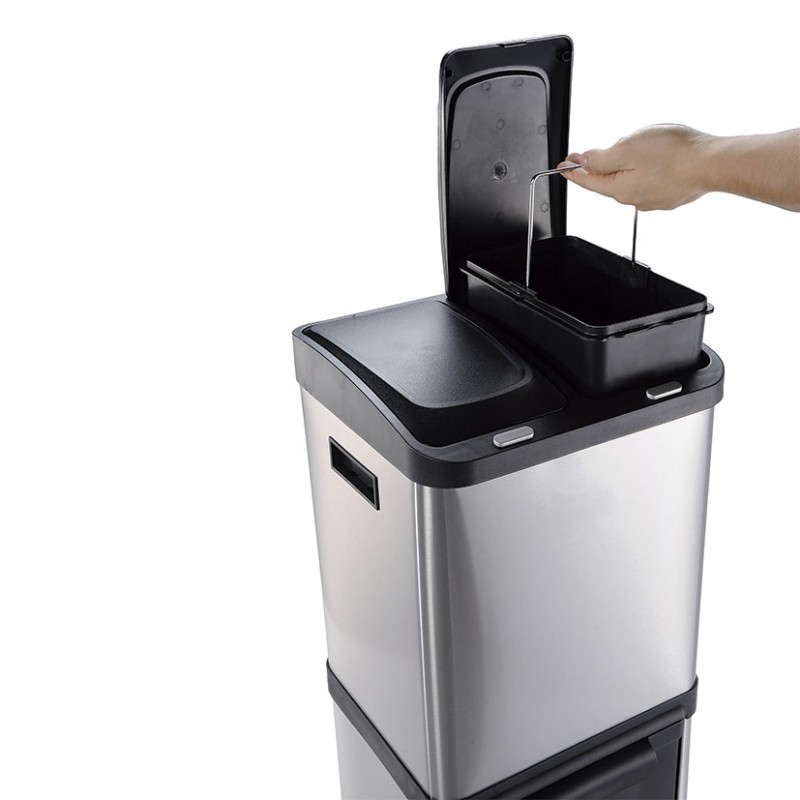 Cubo de basura para reciclaje con 3 compartimentos de 18 L en