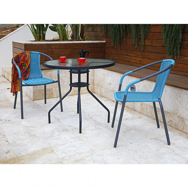 Conjunto de terraza mesa ø80xh71cm y 2 sillas basic López Parra