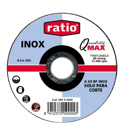 DISCO CORTE INOX/METAL 125MM RATIO
