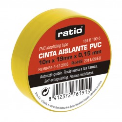 CINTA AISLANTE PVC 10MTX19 AMARILO RATIO