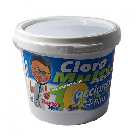 CLORO MULTIACCIÓN PLUS 10 EFECTOS TABLETA 200GR 5KG DOCTOR H²O  PLAINSUR