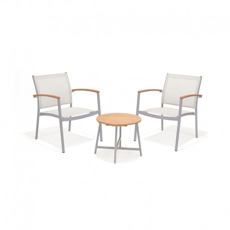 CONJUNTO MESA BAJA Y 2 SILLAS ALUMINIO/MADERA KOS