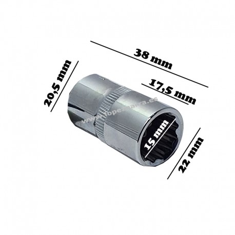 VASO  BI-HEXAGONAL 1/2" 15MM IRIMO